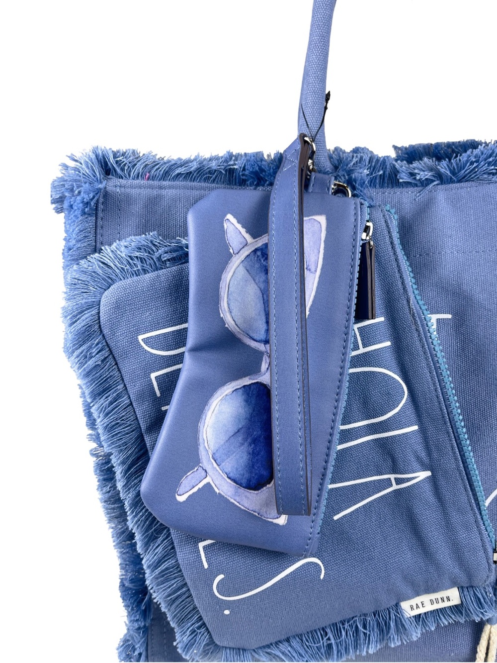 Rae Dunn Beach Tote Bag Set Glasses Pouch & Zipper Pouch NEW - Picture 5 of 16